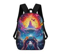sinyumoney Sac D'école Imprimé En 3D Galactic Gaming Odyssey -3 Sac À Dos Enfant, Sac À Livres Mignon, Imperméable, Mode Et Décontracté 17inch