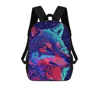 sinyumoney Sac D'école Imprimé En 3D Galactic Wolf Art Print Sac À Dos Enfant, Sac À Livres Mignon, Imperméable, Mode Et Décontracté 17inch
