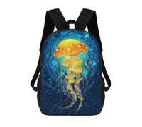 sinyumoney Sac D'école Imprimé En 3D Glowing Jellyfish in Deep Blue Sea Sac À Dos Enfant, Sac À Livres Mignon, Imperméable, Mode Et Décontracté 17inch