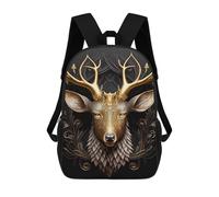 sinyumoney Sac D'école Imprimé En 3D Golden Deer Portrait-2 Sac À Dos Enfant, Sac À Livres Mignon, Imperméable, Mode Et Décontracté 17inch
