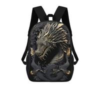 sinyumoney Sac D'école Imprimé En 3D Golden Dragon Monarch Sac À Dos Enfant, Sac À Livres Mignon, Imperméable, Mode Et Décontracté 17inch