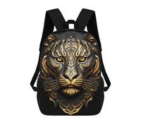 sinyumoney Sac D'école Imprimé En 3D Golden Tiger Portrait-2 Sac À Dos Enfant, Sac À Livres Mignon, Imperméable, Mode Et Décontracté 17inch