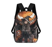 sinyumoney Sac D'école Imprimé En 3D Halloween Witch with Jack-o'-Lanterns Sac À Dos Enfant, Sac À Livres Mignon, Imperméable, Mode Et Décontracté 17inch