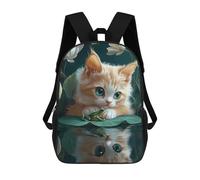 sinyumoney Sac D'école Imprimé En 3D Kitten And Frog on Lily Pad Cornish Rex Cat Sac À Dos Enfant, Sac À Livres Mignon, Imperméable, Mode Et Décontracté 17inch