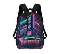 sinyumoney Sac D'école Imprimé En 3D Neon Cityscape-101 Sac À Dos Enfant, Sac À Livres Mignon, Imperméable, Mode Et Décontracté 17inch