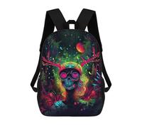 sinyumoney Sac D'école Imprimé En 3D Neon Forest Skull Sac À Dos Enfant, Sac À Livres Mignon, Imperméable, Mode Et Décontracté 17inch