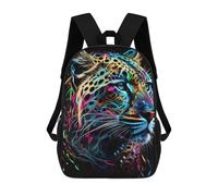 sinyumoney Sac D'école Imprimé En 3D Neon Leopard Portrait -3 Sac À Dos Enfant, Sac À Livres Mignon, Imperméable, Mode Et Décontracté 17inch