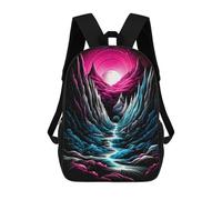 sinyumoney Sac D'école Imprimé En 3D Neon River in The Mountains Sac À Dos Enfant, Sac À Livres Mignon, Imperméable, Mode Et Décontracté 17inch