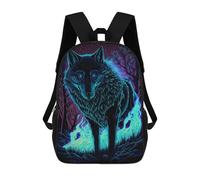 sinyumoney Sac D'école Imprimé En 3D Neon Wolf in Forest -1 Sac À Dos Enfant, Sac À Livres Mignon, Imperméable, Mode Et Décontracté 17inch
