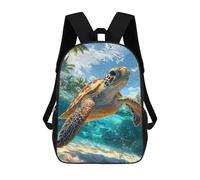 sinyumoney Sac D'école Imprimé En 3D Ocean Turtle Paradise Sac À Dos Enfant, Sac À Livres Mignon, Imperméable, Mode Et Décontracté 17inch
