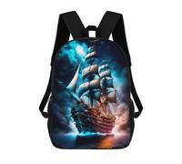 sinyumoney Sac D'école Imprimé En 3D Pirate Ship Sac À Dos Enfant, Sac À Livres Mignon, Imperméable, Mode Et Décontracté 17inch