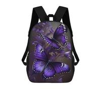 sinyumoney Sac D'école Imprimé En 3D Purple Butterfly Artwork Sac À Dos Enfant, Sac À Livres Mignon, Imperméable, Mode Et Décontracté 17inch
