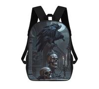 sinyumoney Sac D'école Imprimé En 3D Raven And Goth Skulls 2 Sac À Dos Enfant, Sac À Livres Mignon, Imperméable, Mode Et Décontracté 17inch