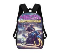 sinyumoney Sac D'école Imprimé En 3D Retro Neon Motorcycle Sac À Dos Enfant, Sac À Livres Mignon, Imperméable, Mode Et Décontracté 17inch