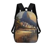 sinyumoney Sac D'école Imprimé En 3D Rio De Janeiro Art Sac À Dos Enfant, Sac À Livres Mignon, Imperméable, Mode Et Décontracté 17inch