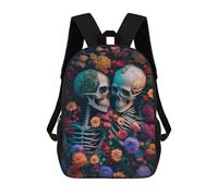sinyumoney Sac D'école Imprimé En 3D Skulls in Bloom A Vibrant Floral Fusion Sac À Dos Enfant, Sac À Livres Mignon, Imperméable, Mode Et Décontracté 17inch