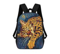 sinyumoney Sac D'école Imprimé En 3D Sleeping Spotted Cat Art Sac À Dos Enfant, Sac À Livres Mignon, Imperméable, Mode Et Décontracté 17inch