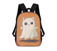 sinyumoney Sac D'école Imprimé En 3D Spooky Halloween Cat Ghost Sac À Dos Enfant, Sac À Livres Mignon, Imperméable, Mode Et Décontracté 17inch