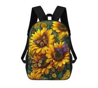 sinyumoney Sac D'école Imprimé En 3D Sunflower Butterfly Garden Sac À Dos Enfant, Sac À Livres Mignon, Imperméable, Mode Et Décontracté 17inch