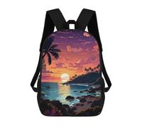 sinyumoney Sac D'école Imprimé En 3D Sunset Beach Serenity Sac À Dos Enfant, Sac À Livres Mignon, Imperméable, Mode Et Décontracté 17inch