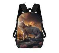 sinyumoney Sac D'école Imprimé En 3D The Fox And The Squirrel Sac À Dos Enfant, Sac À Livres Mignon, Imperméable, Mode Et Décontracté 17inch