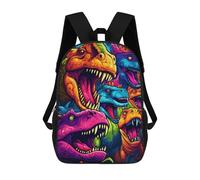 sinyumoney Sac D'école Imprimé En 3D Vibrant Dinosaur Collage Sac À Dos Enfant, Sac À Livres Mignon, Imperméable, Mode Et Décontracté 17inch
