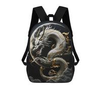 sinyumoney Sac D'école Imprimé En 3D White Dragon Moonlit Sky -4 Sac À Dos Enfant, Sac À Livres Mignon, Imperméable, Mode Et Décontracté 17inch