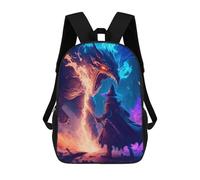 sinyumoney Sac D'école Imprimé En 3D Wizard Vs Dragon Epic Battle Sac À Dos Enfant, Sac À Livres Mignon, Imperméable, Mode Et Décontracté 17inch