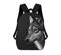 sinyumoney Sac D'école Imprimé En 3D Wolf Black And White Sac À Dos Enfant, Sac À Livres Mignon, Imperméable, Mode Et Décontracté 17inch