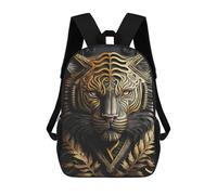 sinyumoney Sac d'école pour enfants Enchanted Lion Moonlit Forest Sac à dos imprimé pour enfants, Sac à dos de voyage, Sac d'école pour garçons et filles, Golden Tiger Portrait-12, 17"