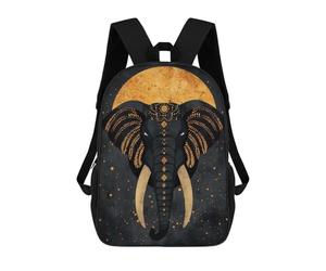 sinyumoney Sacred Elephant Vector Portrait with Golden Moon Sac À Dos Scolaire Pour Enfants Imprimé En 3D, Idéal Pour Les Voyages Et Les Lectures, Pour Les Garçons Et Les Élèves Du Primaire 17inch