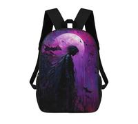 sinyumoney Sacs À Dos 3D Pour Enfants, Sacs D'école Anime Men in Purple Moon Sac D'école Imprimé En 3D Pour Garçons, Élèves Du Primaire Et Du Collège 17inch