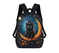 sinyumoney Sacs À Dos 3D Pour Enfants, Sacs D'école Black Cat And Blood Moon Sac D'école Imprimé En 3D Pour Garçons, Élèves Du Primaire Et Du Collège 17inch