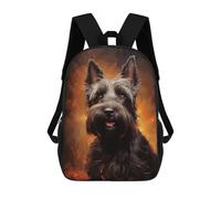 sinyumoney Sacs À Dos 3D Pour Enfants, Sacs D'école Black Scottish Terrier Portrait Sac D'école Imprimé En 3D Pour Garçons, Élèves Du Primaire Et Du Collège 17inch
