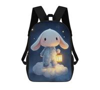 sinyumoney Sacs À Dos 3D Pour Enfants, Sacs D'école Cute Bunny on Cloud with Lantern Sac D'école Imprimé En 3D Pour Garçons, Élèves Du Primaire Et Du Collège 17inch