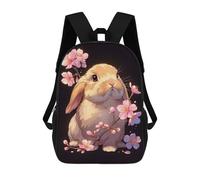sinyumoney Sacs À Dos 3D Pour Enfants, Sacs D'école Cute Bunny with Cherry Blossoms Sac D'école Imprimé En 3D Pour Garçons, Élèves Du Primaire Et Du Collège 17inch