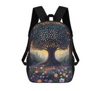 sinyumoney Sacs À Dos 3D Pour Enfants, Sacs D'école Enchanted Forest Tree in Pointillist Style Sac D'école Imprimé En 3D Pour Garçons, Élèves Du Primaire Et Du Collège 17inch