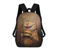 sinyumoney Sacs À Dos 3D Pour Enfants, Sacs D'école Evil Cat Hamburger Food Sac D'école Imprimé En 3D Pour Garçons, Élèves Du Primaire Et Du Collège 17inch