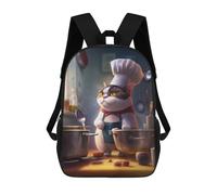 sinyumoney Sacs À Dos 3D Pour Enfants, Sacs D'école Funny Cat Chef Cook Sac D'école Imprimé En 3D Pour Garçons, Élèves Du Primaire Et Du Collège 17inch