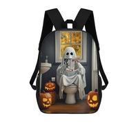 sinyumoney Sacs À Dos 3D Pour Enfants, Sacs D'école Ghost on The Toilet Sac D'école Imprimé En 3D Pour Garçons, Élèves Du Primaire Et Du Collège 17inch
