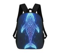 sinyumoney Sacs À Dos 3D Pour Enfants, Sacs D'école Glowing Blue Whale with Tribal Patterns Sac D'école Imprimé En 3D Pour Garçons, Élèves Du Primaire Et Du Collège 17inch
