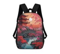 sinyumoney Sacs À Dos 3D Pour Enfants, Sacs D'école Japanese Anime Garden Sunset Sac D'école Imprimé En 3D Pour Garçons, Élèves Du Primaire Et Du Collège 17inch