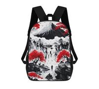 sinyumoney Sacs À Dos 3D Pour Enfants, Sacs D'école Japanese Waterfall Ink Sac D'école Imprimé En 3D Pour Garçons, Élèves Du Primaire Et Du Collège 17inch