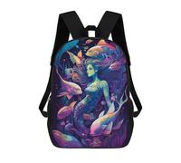 sinyumoney Sacs À Dos 3D Pour Enfants, Sacs D'école Mermaid Abstract Sac D'école Imprimé En 3D Pour Garçons, Élèves Du Primaire Et Du Collège 17inch