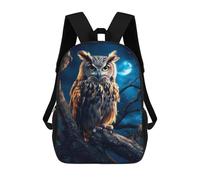 sinyumoney Sacs À Dos 3D Pour Enfants, Sacs D'école Owl in The Woods at Night Sac D'école Imprimé En 3D Pour Garçons, Élèves Du Primaire Et Du Collège 17inch