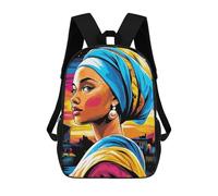 sinyumoney Sacs À Dos 3D Pour Enfants, Sacs D'école Pop Art Vision of Girl with A Pearl Earring Sac D'école Imprimé En 3D Pour Garçons, Élèves Du Primaire Et Du Collège 17inch