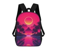 sinyumoney Sacs À Dos 3D Pour Enfants, Sacs D'école Synthwave Sunset Tropical Sac D'école Imprimé En 3D Pour Garçons, Élèves Du Primaire Et Du Collège 17inch