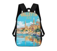 sinyumoney Sacs À Dos 3D Pour Enfants, Sacs D'école Valletta Malta Sac D'école Imprimé En 3D Pour Garçons, Élèves Du Primaire Et Du Collège 17inch