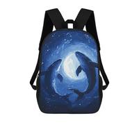 sinyumoney Sacs À Dos 3D Pour Enfants, Sacs D'école Whale Silhouettes Under Moon Sac D'école Imprimé En 3D Pour Garçons, Élèves Du Primaire Et Du Collège 17inch