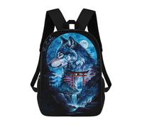sinyumoney Sacs À Dos 3D Pour Enfants, Sacs D'école Wolf Silhouette Torii Gate Sac D'école Imprimé En 3D Pour Garçons, Élèves Du Primaire Et Du Collège 17inch